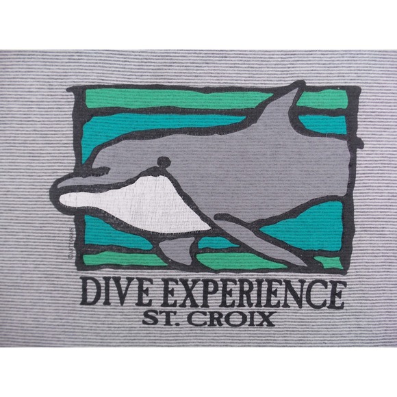 Vintage‎ St. Croix Shirt Mens Size Large Gray Striped Crew Dive Experience USA - Picture 2 of 11
